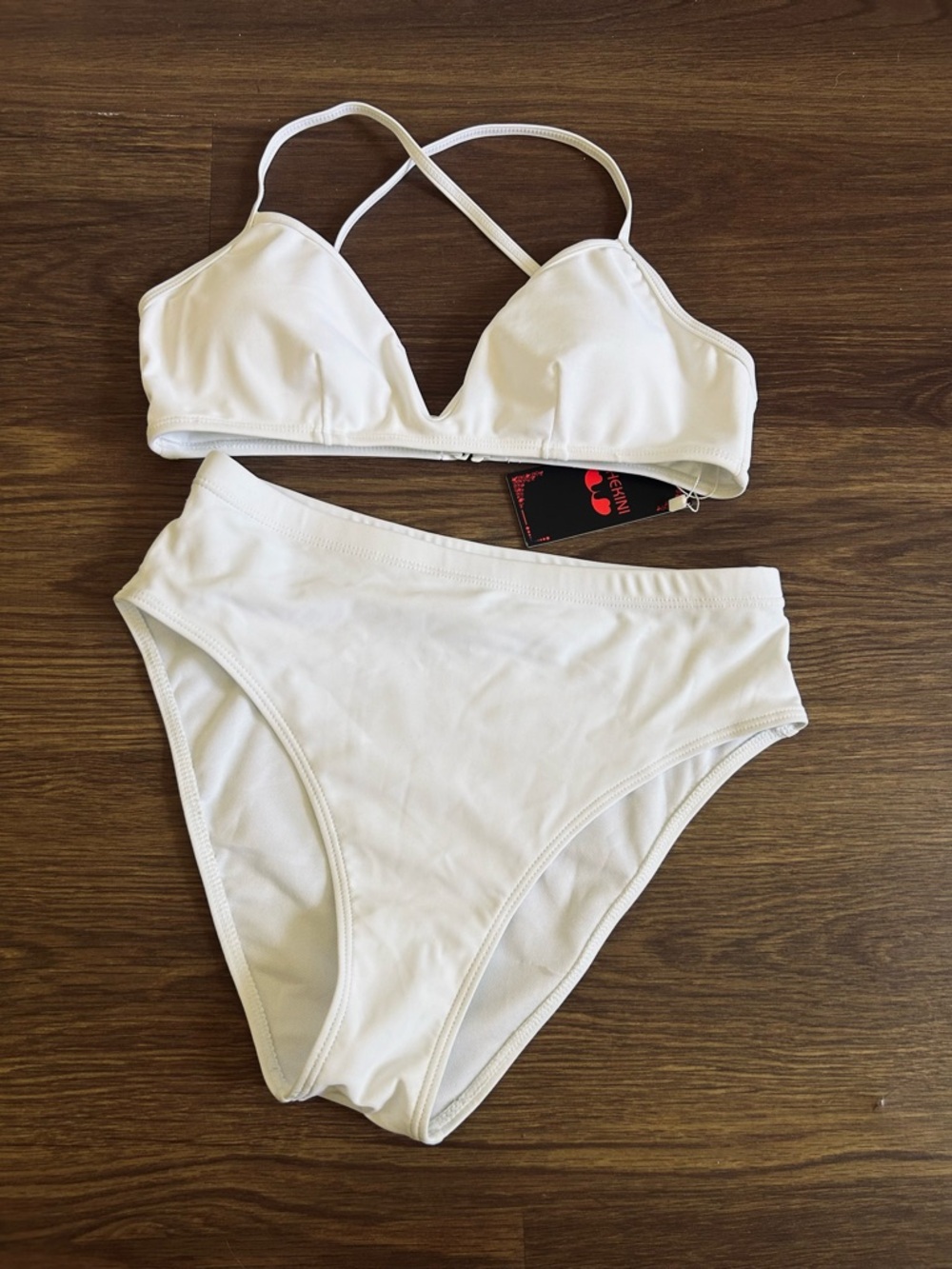 White High-Waist Bikini Set - Women Swim